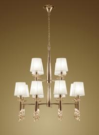 Tiffany French Gold-White Crystal Ceiling Lights Mantra Tiered Crystal Fittings